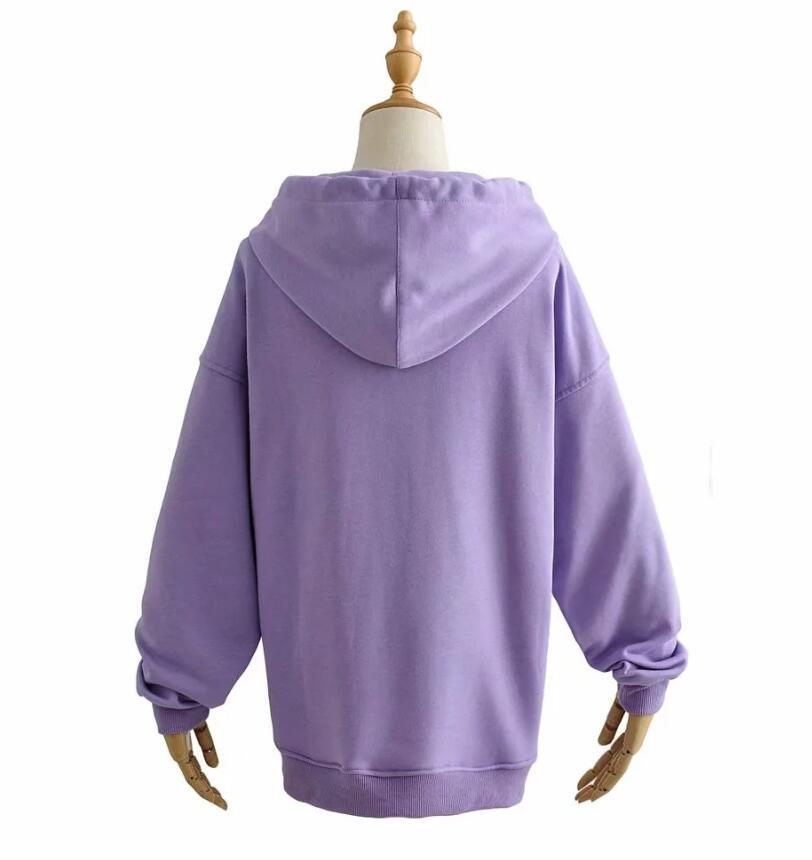 Oversize Harajuku Open Zipper Long Sleeve Hoodies Hooded Sweatshirt Women BF Boyfriend style Loose Casual Jumper Sweats 210429