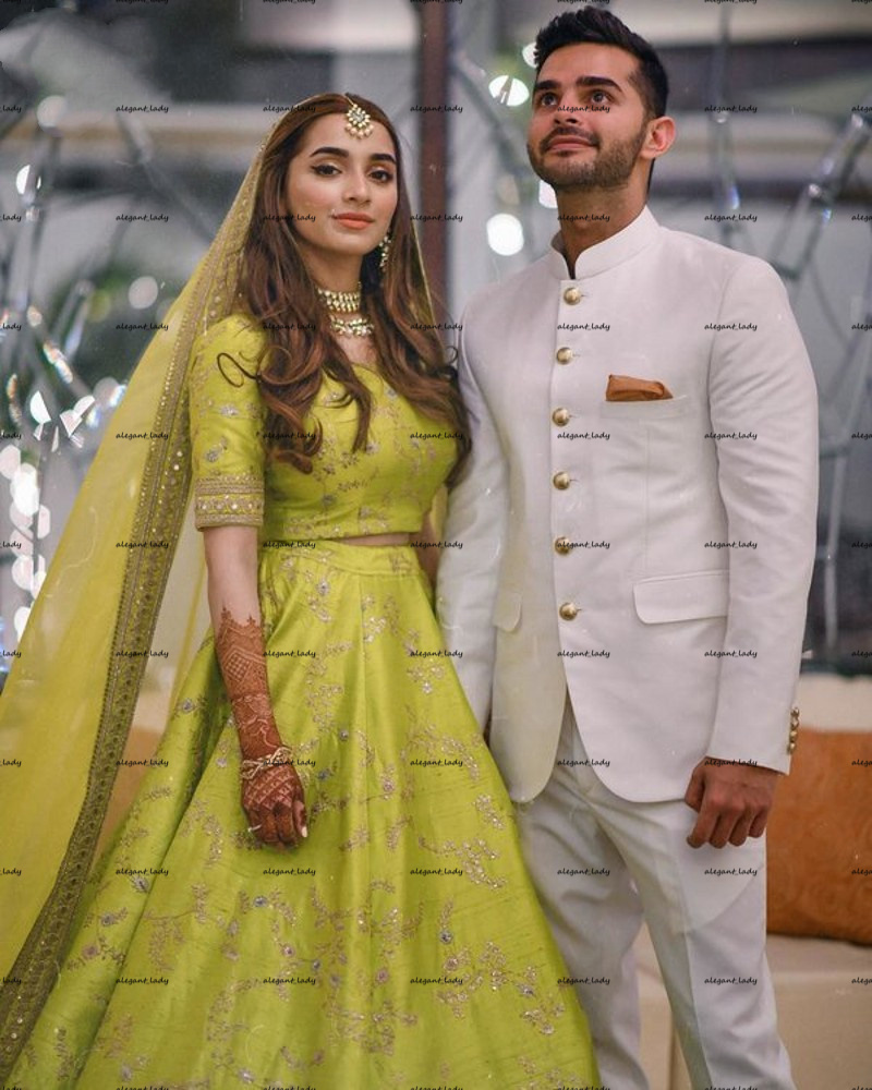 Vestido 2 En 1 Green Indian saree Wedding Dresses Sparkly Appliques Beaded Arabic Dubai Bridal Gowns Robe De Soirée De Mariage