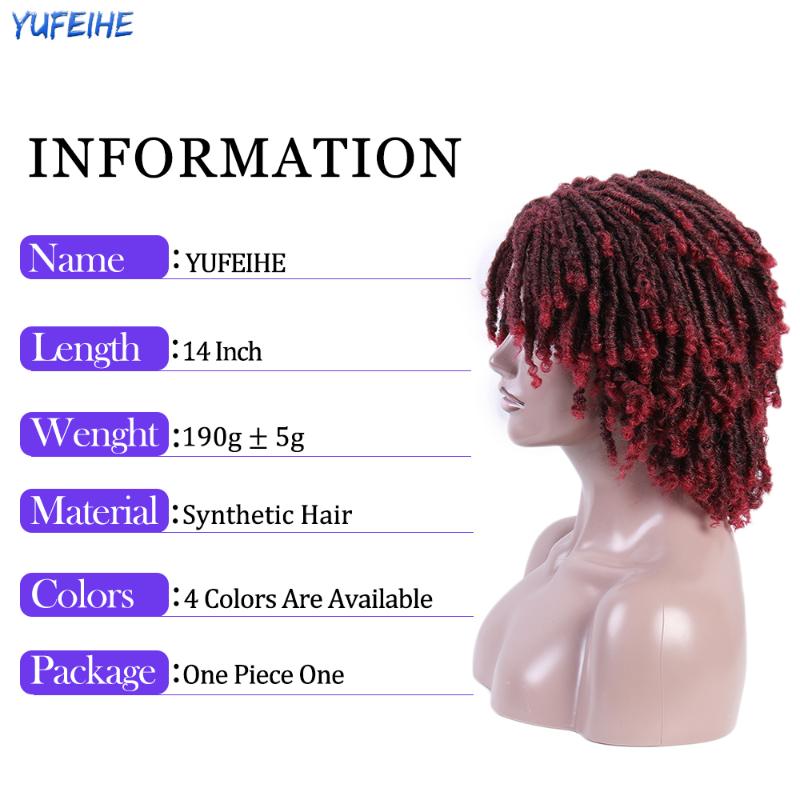 Synthetic Wigs 14Inch 190g/pc Hair Braided Dreadlock Wig For Black Men Women Natural Ombre Dreadlocks Party