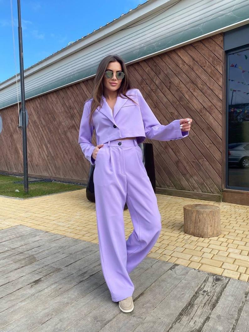 Fashion Purple Mother of the Bride Suits Women Ladies Evening Party Tuxedos Formal Work Wear For Wedding