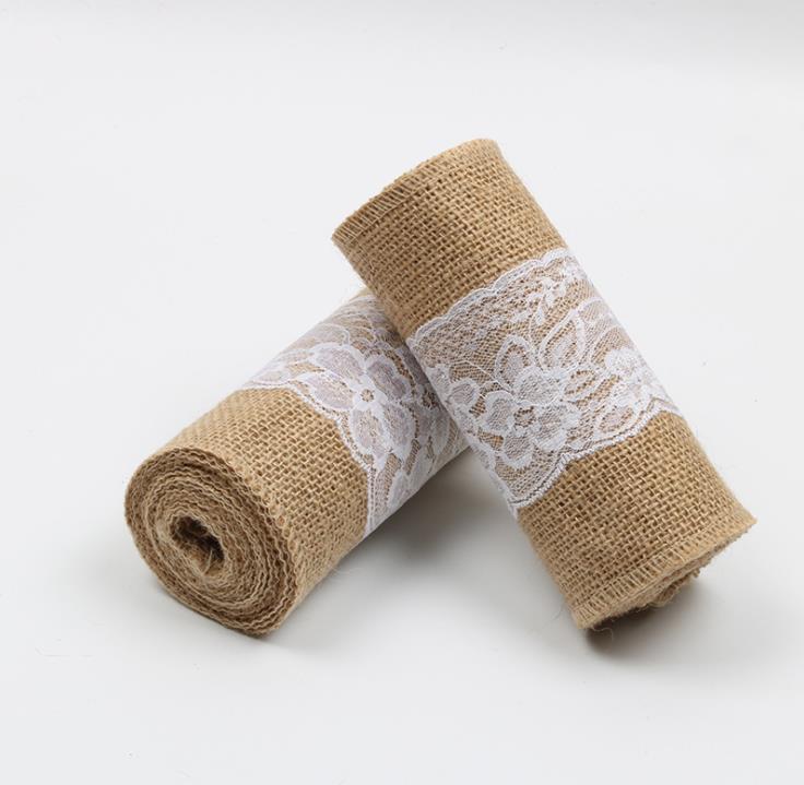 2021 Supplies 15*240cm Naturally Elegant Burlap Lace Chair Sashes Jute Chairs Tie Bow For Rustic Wedding Event Decoration