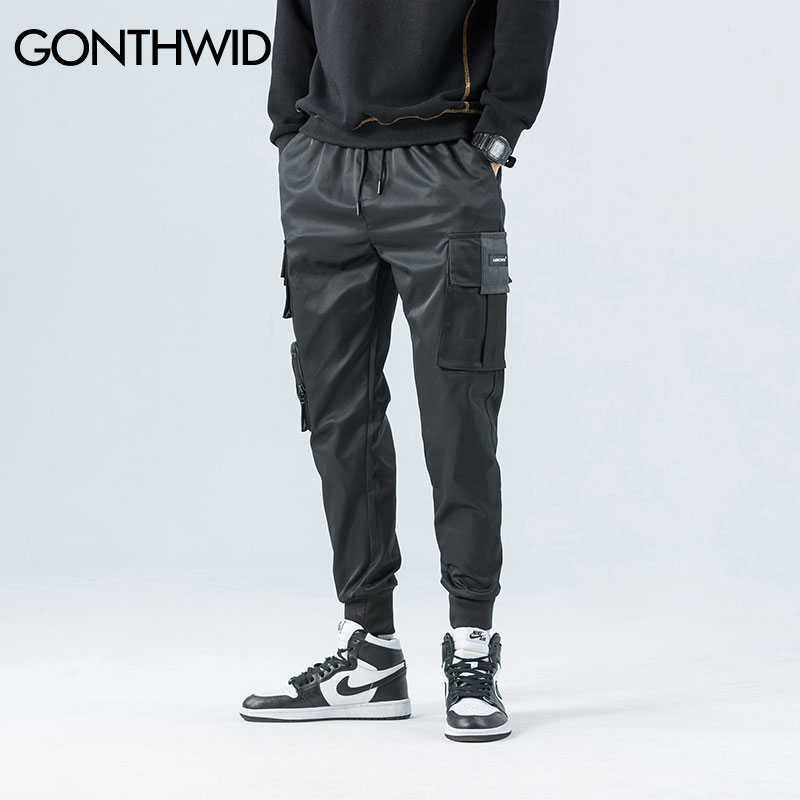 GONTHWID Side Zipper Pockets Cargo Harem Joggers Pants Men Hip Hop Casual Harajuku Streetwear Sweatpant Trousers Male 210810
