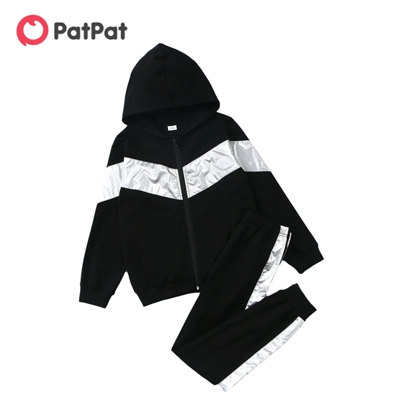Arrival Spring and Autumn Trendy Kid Boy Coat Sweatpants Patchwork Set 2pcs Pants suit Sports Suits 210528