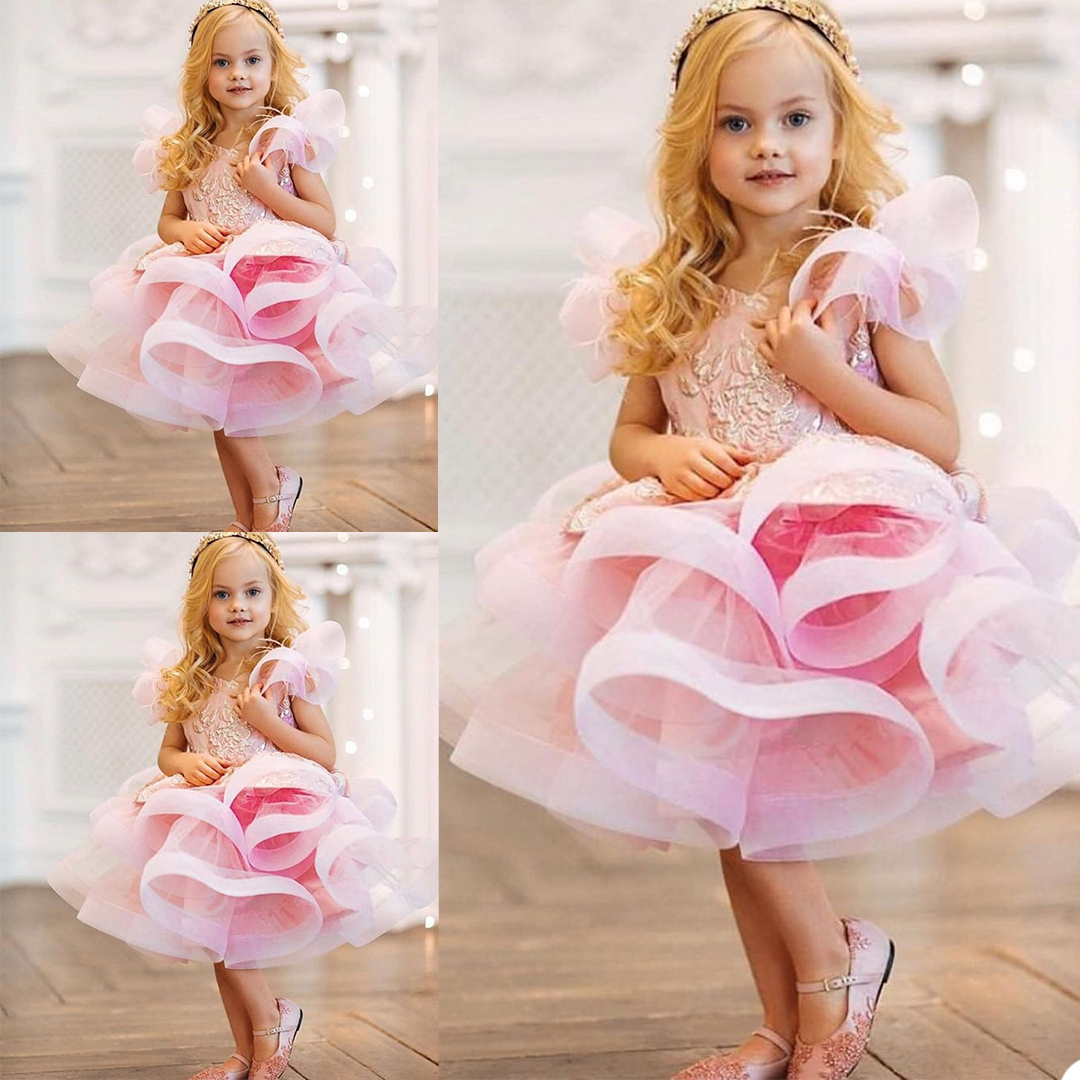Lovely Tutu Flower Girls Dress Short Sleeve Lace Appliques Tiered Skirts Children Birthday Party Dresses Kids Wedding Prom Formal Wear, Yellow
Lovely Tutu Flower Girls Dress Short Sleeve Lace Appliques Tiered Skirts Children Birthday Party Dresses Kids Wedding Prom Formal Wear, Yellow