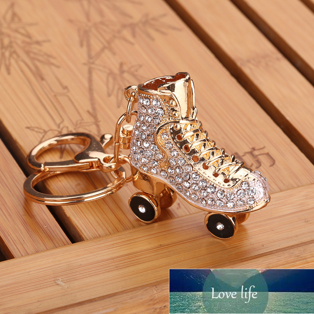 Roller Skates Shoe Crystal Keychain Handbag Pendant Keys Holder Rhinestone Keyring