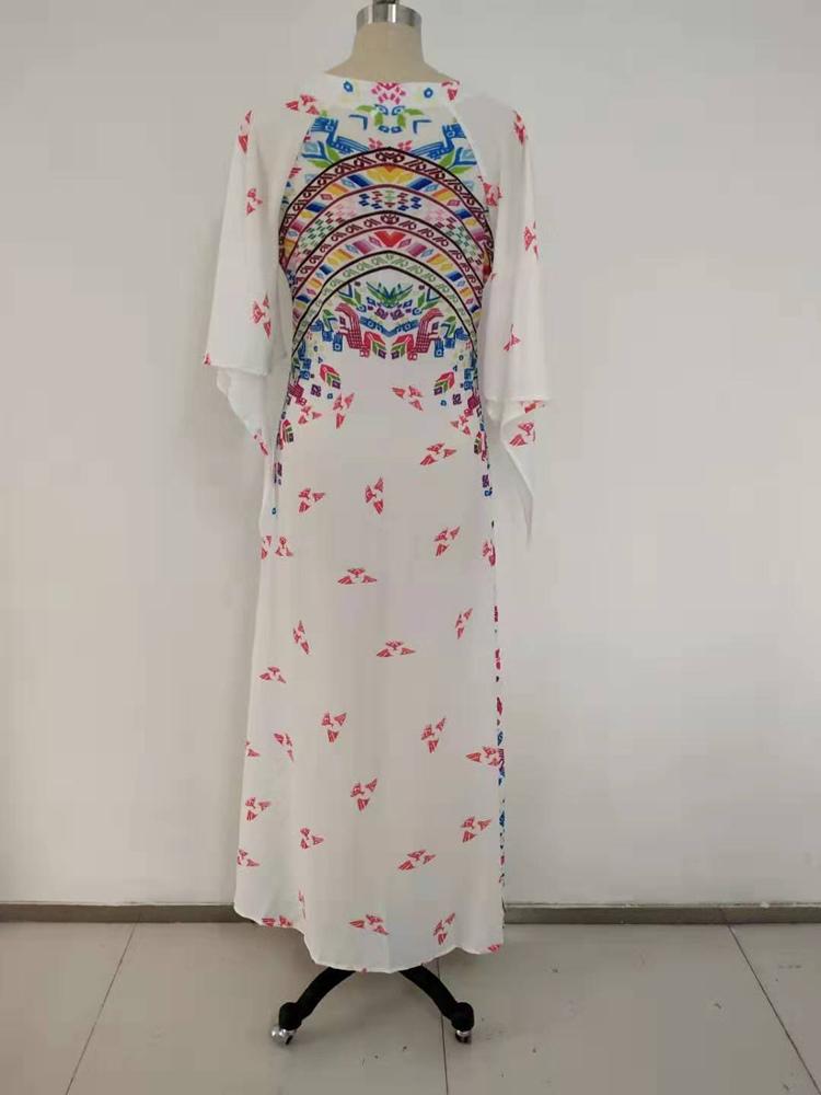 Summer Dress Women 2021 Boho Floral Print Ladies Slim Maxi Flared Sleeve V-Neck Vestidos Elegant Female Casual Dresses