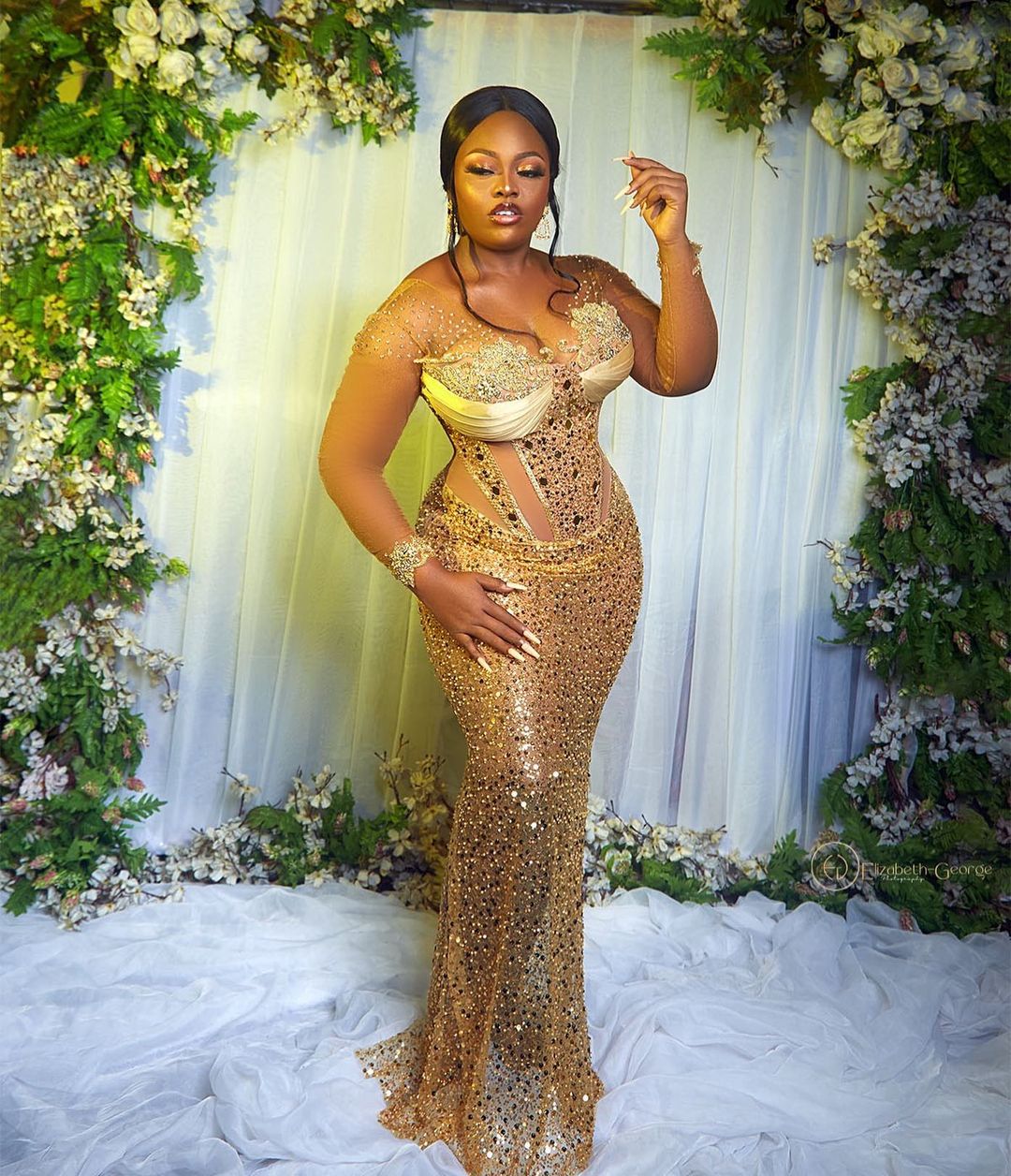 2022 Plus Size Arabic Aso Ebi Gold Luxurious Mermaid Prom Dresses Beaded Crystals Evening Formal Party Second Reception Birthday Engagement Gowns Dres