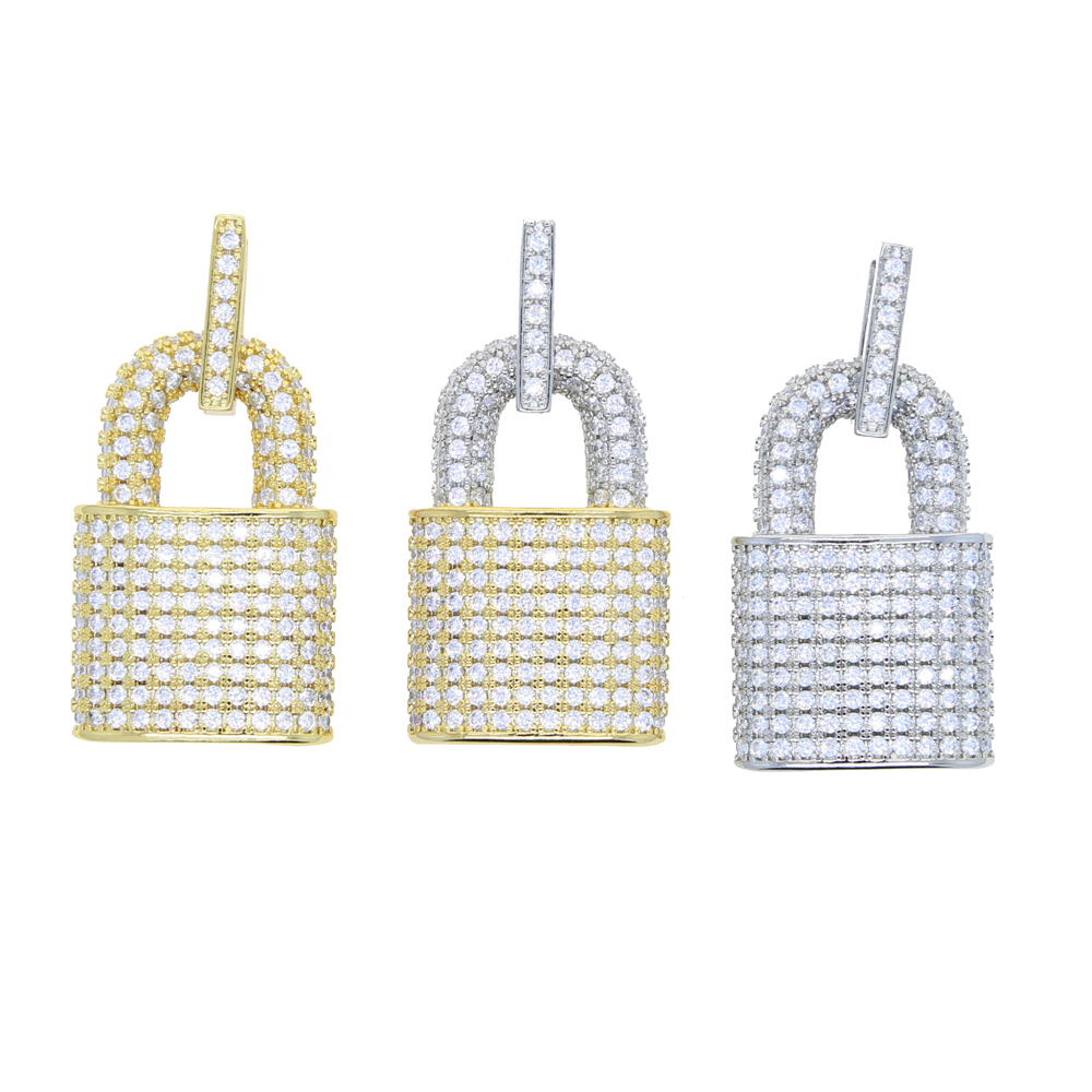 2024 NEW Iced Out Bling pendant Jewelry 5A Tennis Chain Full Micro Pave CZ Lock Pendants Hip Hop Women Necklace