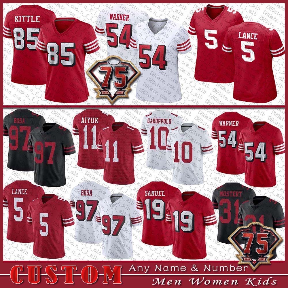 85 George Kittle 5 Trey Lance Custom Football jersey 54 Fred Warner 97 Nick Bosa 11 Brandon Aiyuk San 10 Jimmy Garoppolo Francisco 99 Javon Kinlaw 49ersDeebo Samuel, Shown
85 George Kittle 5 Trey Lance Custom Football jersey 54 Fred Warner 97 Nick Bosa 11 Brandon Aiyuk San 10 Jimmy Garoppolo Francisco 99 Javon Kinlaw 49ersDeebo Samuel, Shown