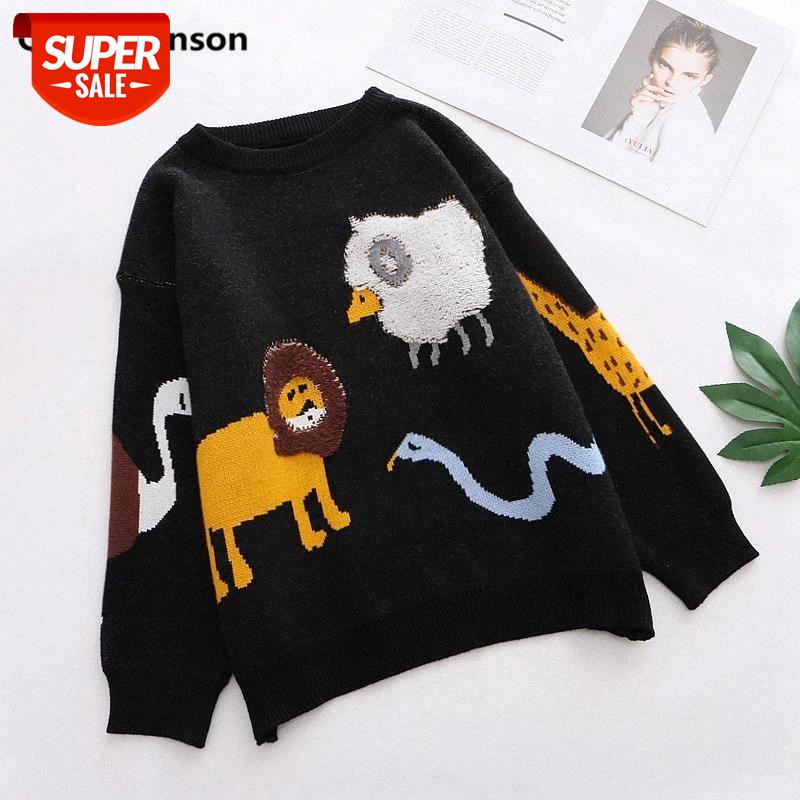 Korean Fashion Kawaii Animal Sweater Women Autumn Winter Tops Lion Snake Jacquard Knitted Sweaters Ladies Black Pullover Jumpers #zj3F, White;black
Korean Fashion Kawaii Animal Sweater Women Autumn Winter Tops Lion Snake Jacquard Knitted Sweaters Ladies Black Pullover Jumpers #zj3F, White;black