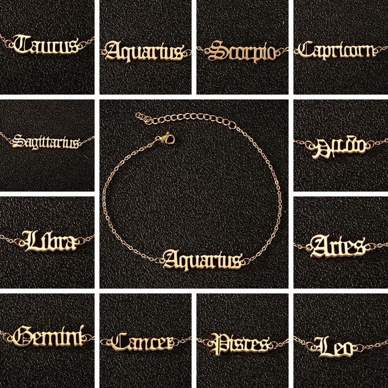 Anklets 12 Zodiac Sign English Initial Letter Punk Charm Classic Ankle Bracelet Stainless Steel Constellation Jewelry Women, Red;blue
Anklets 12 Zodiac Sign English Initial Letter Punk Charm Classic Ankle Bracelet Stainless Steel Constellation Jewelry Women, Red;blue