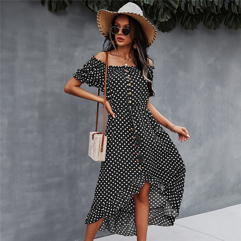 Spring Neck Dot Polka Print Dress Women Casual Tassel Button Off The Shoulder Dress For Woman Sexy Slash Neck Summer Dress 210525, Yellow
Spring Neck Dot Polka Print Dress Women Casual Tassel Button Off The Shoulder Dress For Woman Sexy Slash Neck Summer Dress 210525, Yellow