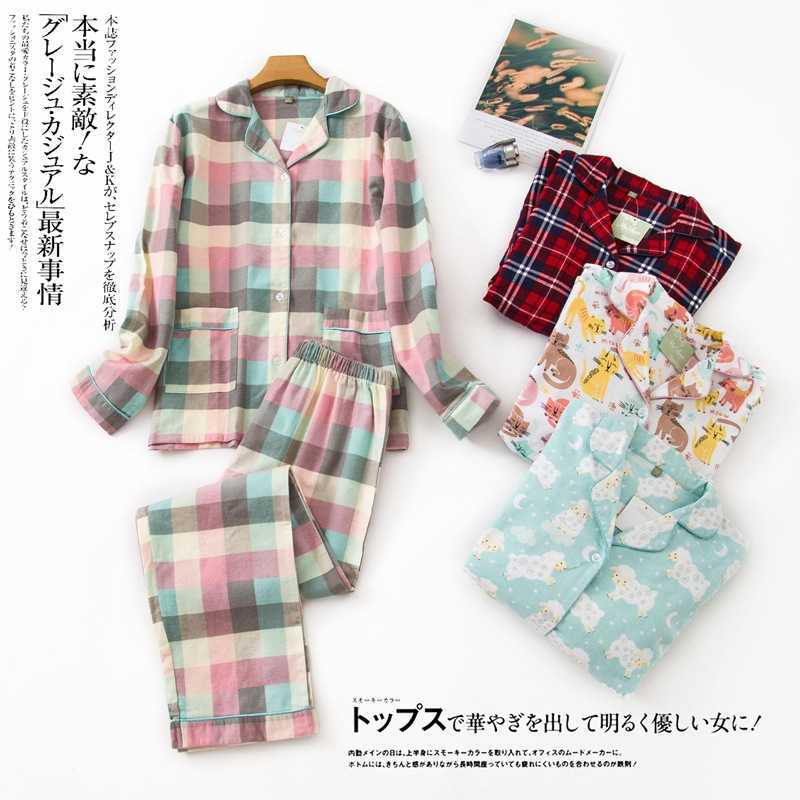 Winter 100% cotton pajamas sets women sleepwear spring Autumn Korea sweet Cartoon pure cotton pyjamas women pijamas mujer 210924