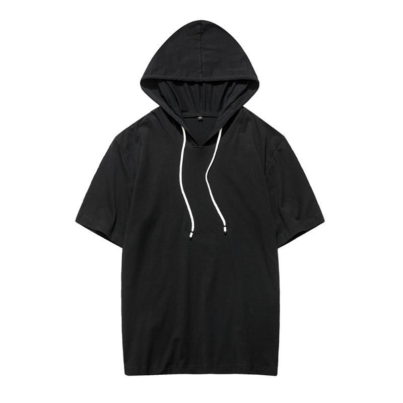 Men Casual Hoodie Solid Short Sleeve Summer Tops Mens Sweatshirt With Hood Cotton Soft High-quality Clothing Streetwear Men's Hoodies & Swea