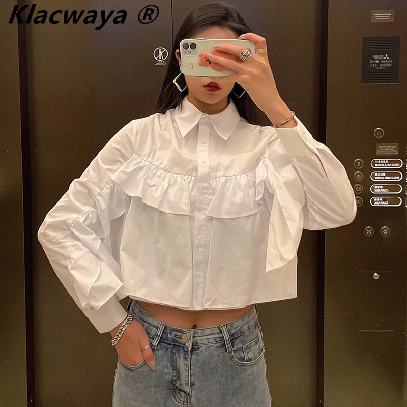 Za Women's Shirt Long Sleeve Lapel Solid Color Grace Ruffles Laminated Decoration Lady Blouses Spring Summer 210521, White
Za Women's Shirt Long Sleeve Lapel Solid Color Grace Ruffles Laminated Decoration Lady Blouses Spring Summer 210521, White