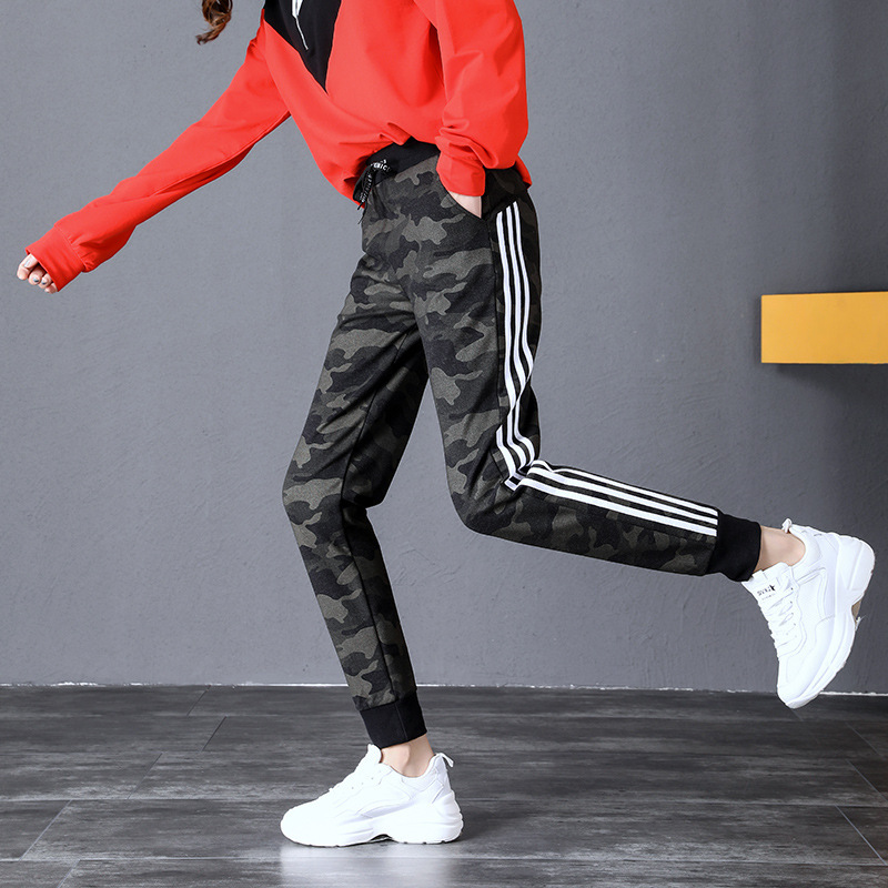Spring Sweatpants Women Casual Camo Harem Pants Loose Trousers for White Striped Side Sweat Female Plus Size 210428