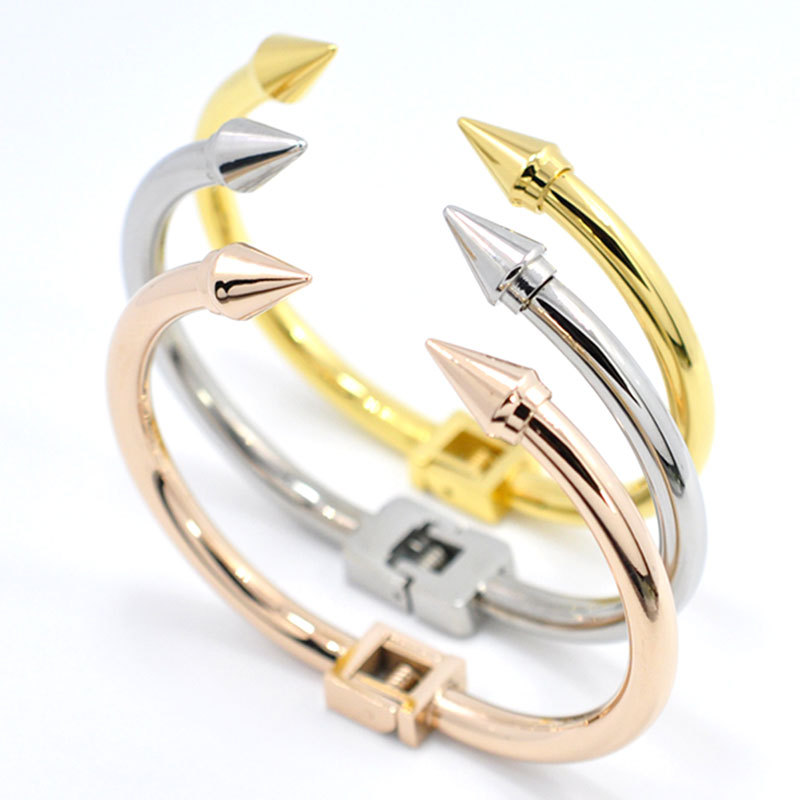 Men bangle European fashion punk accessories arrow designer jewelry women bracelet rivet taper three color stainless steel lovers bracelets wholesale, Black
Men bangle European fashion punk accessories arrow designer jewelry women bracelet rivet taper three color stainless steel lovers bracelets wholesale, Black