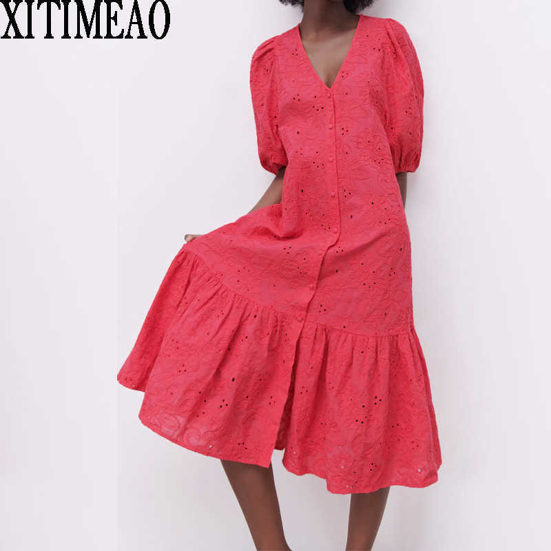 Za Women Red Lace Dress Short Sleeve O Neck Loose Straight Skirt Female Holiday Long XITIMEAO 210604
Za Women Red Lace Dress Short Sleeve O Neck Loose Straight Skirt Female Holiday Long XITIMEAO 210604