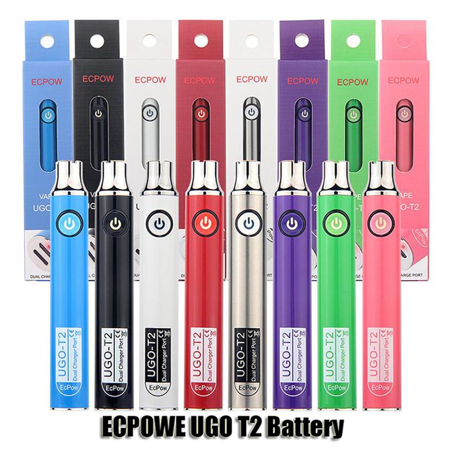 Authentic ECPOW UGO T2 Variable Voltage 650mAh 900mAh Battery Preheat VV Dual Charger Port Vape Pen Batteries For 510 Thick Oila08
Authentic ECPOW UGO T2 Variable Voltage 650mAh 900mAh Battery Preheat VV Dual Charger Port Vape Pen Batteries For 510 Thick Oila08