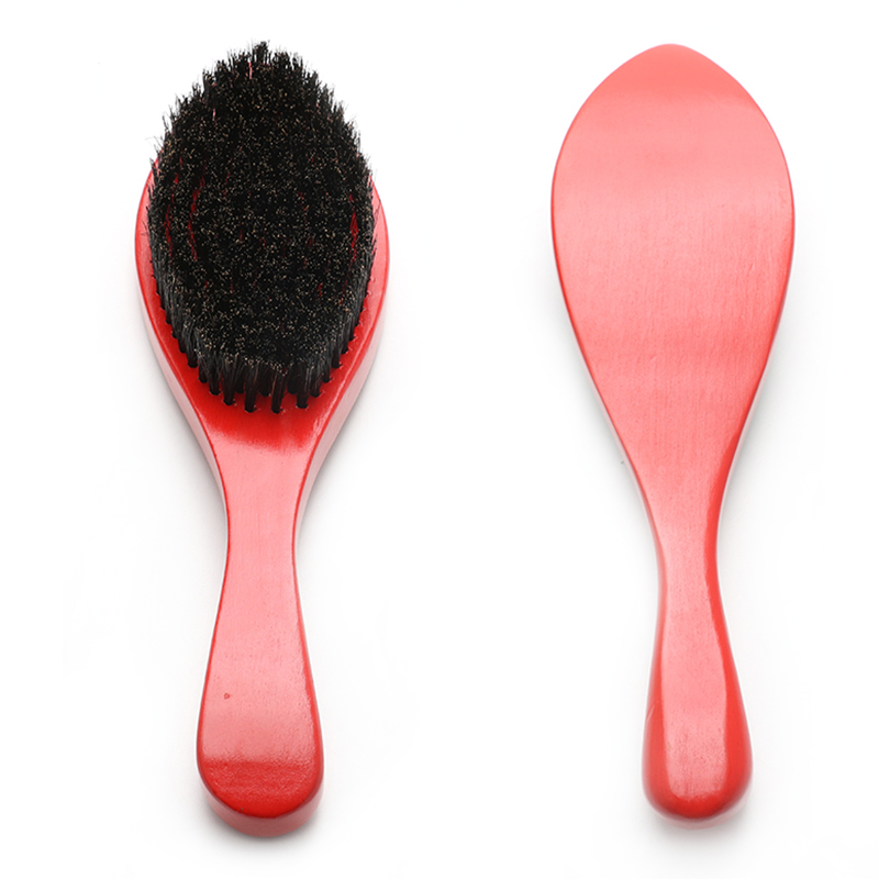 Abeis Natural 360 Wave Long Handle Wood Moustache Hair Brush Black Men Beard Brush Shaving Tools
