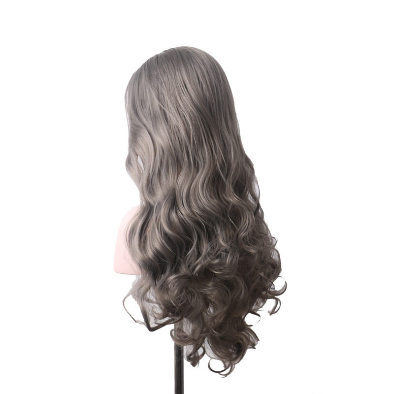 WoodFestival Wavy Synthetic Grey Wig Long Hair Colored Cosplay Wigs For Women Blonde Ombre Pink Purple Brown White Blue Green