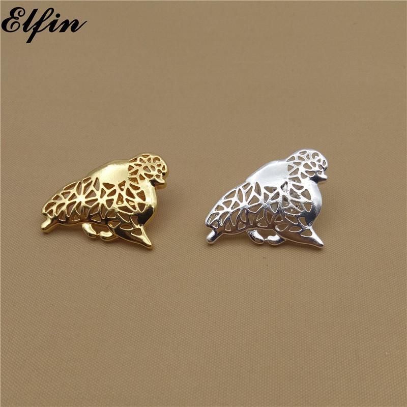 Pins, Brooches Elfin Cute Pomeranian Gold Color Silver Jewellery