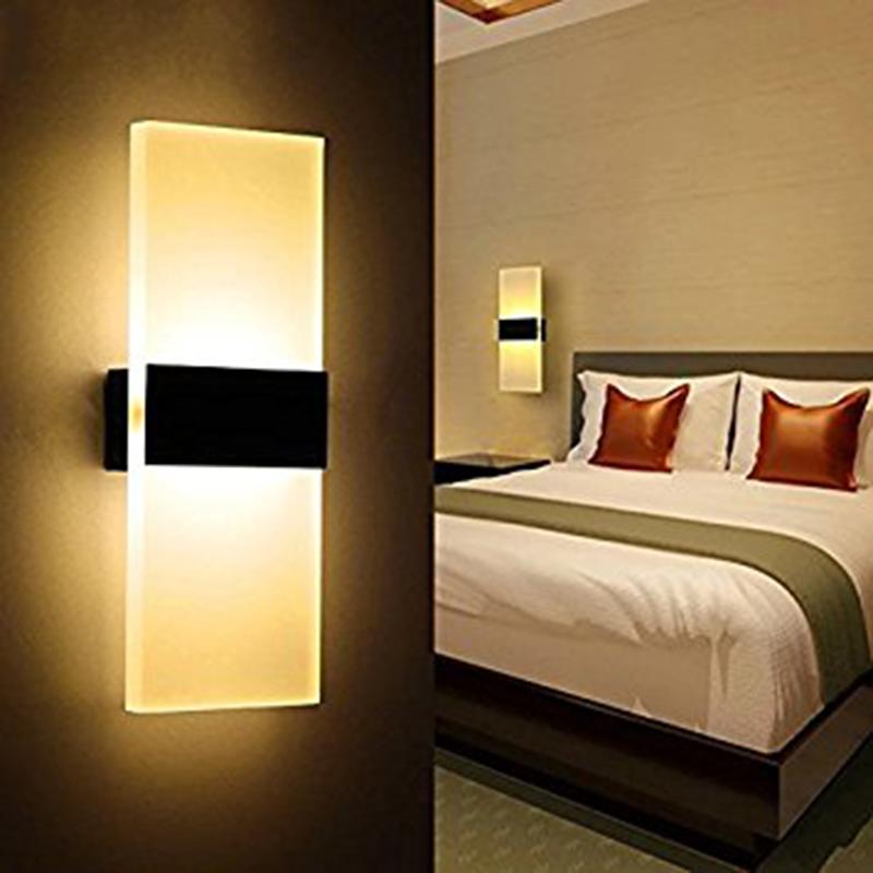 Iron Acrylic White Black Wall Lamp Modern 12W 85-265v Sconce Bedroom Bathroom Night Lamps for Living Room