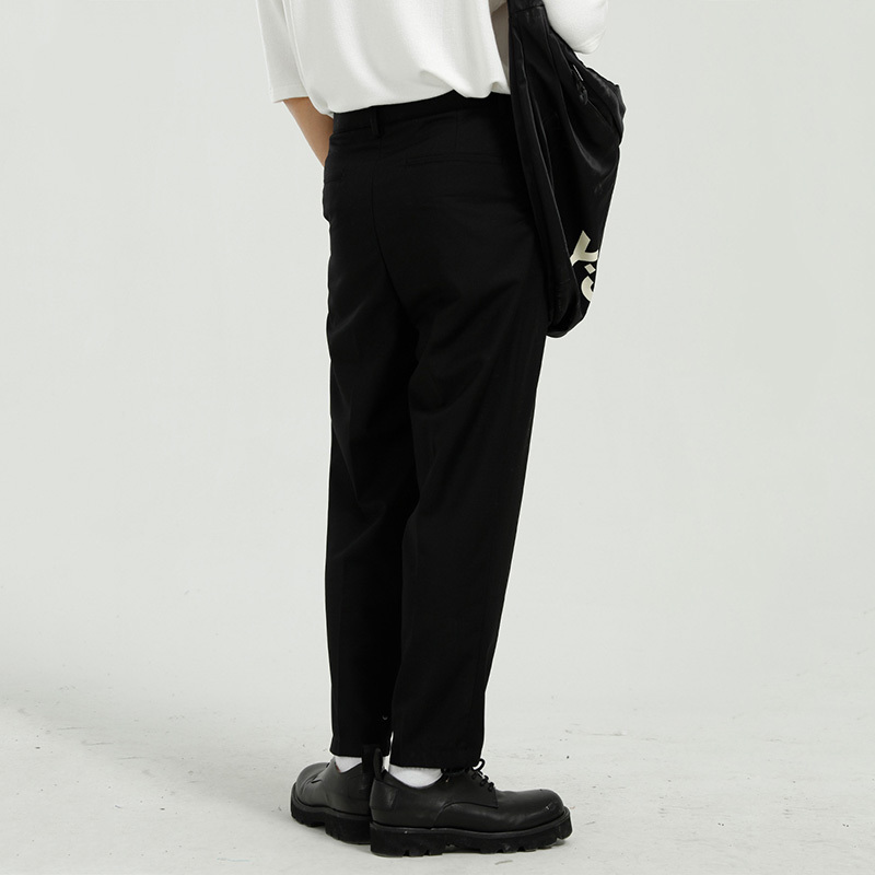 IEFB Men's Clothing Spring Trousers Korean Fashion Slim Fit Solid Color Mid Waist Casual Suit Pants With Pendant 9Y5825 210524