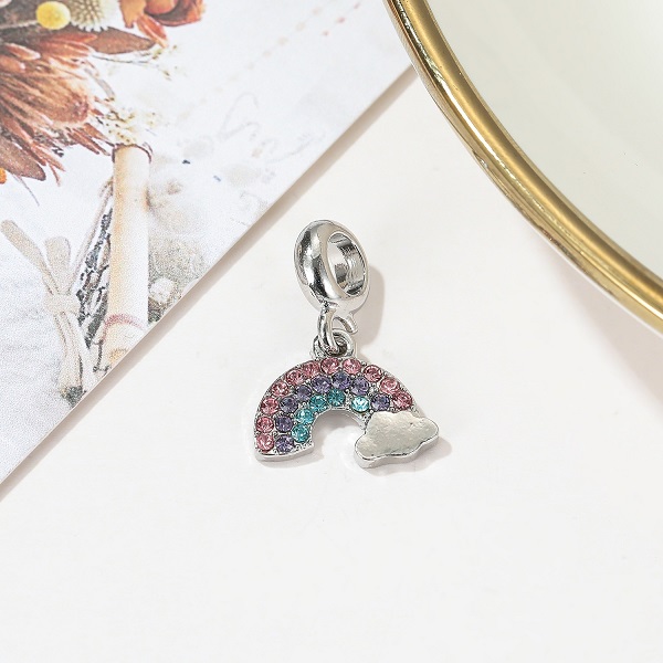 Fits Bracelets 20pcs Colour Crystal Rainbow Clouds Pendant Charms Beads Silver Charms Bead For Women Diy European Necklace Jewelry