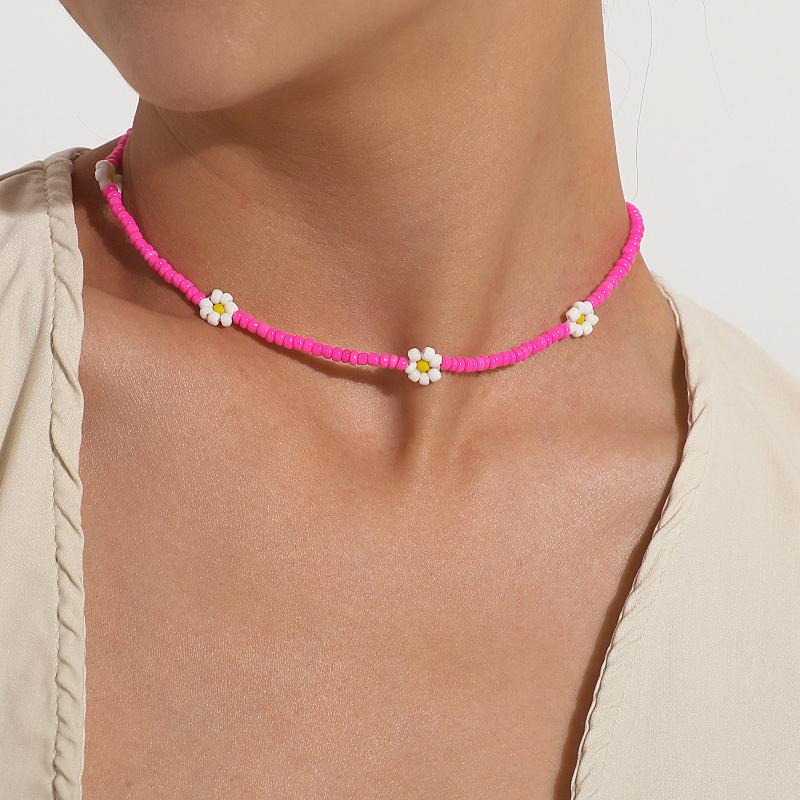 Chokers Bohemian Colorful Seed Bead Flower Choker Necklace Statement Short Collar Clavicle Chain For Women Jewelry Bijoux