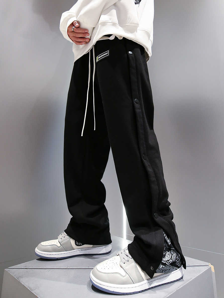 Pants Solid Baggy Loose Elastic Pants Sweatpants Casual Pants Trousers Large straight Grey black 210930