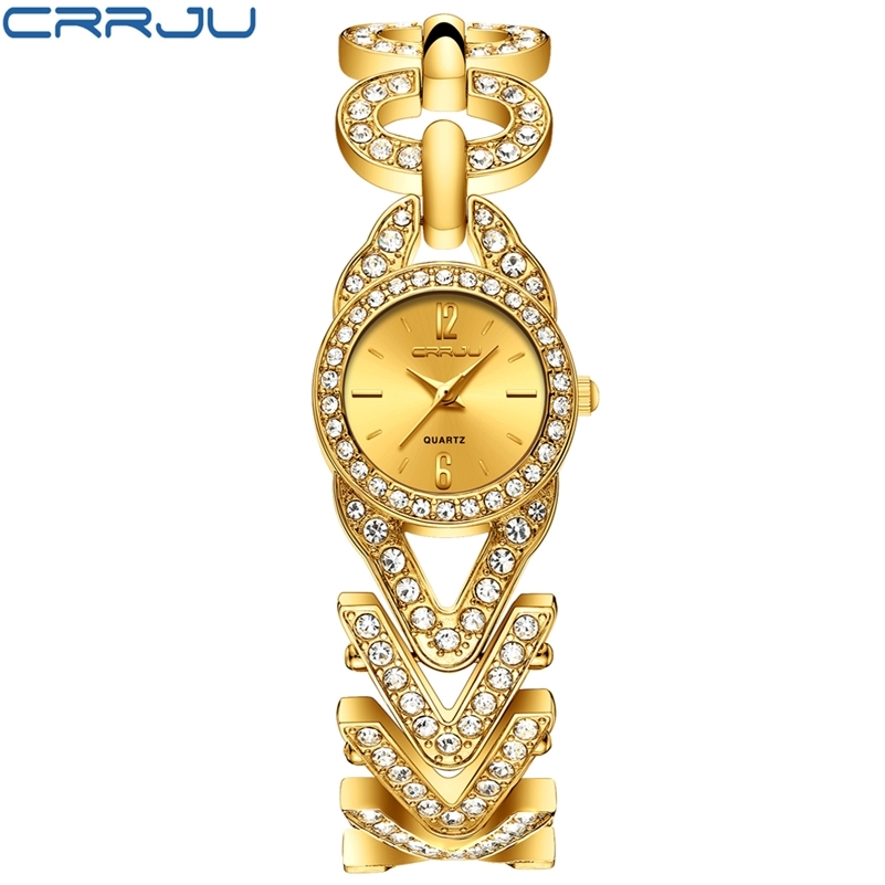 Women Watches CRRJU Golden Waterproof Wrist Watch Fashion Jewelry Bracelet Stainless Steel Quartz watches Male Gift Watch 210517
Women Watches CRRJU Golden Waterproof Wrist Watch Fashion Jewelry Bracelet Stainless Steel Quartz watches Male Gift Watch 210517