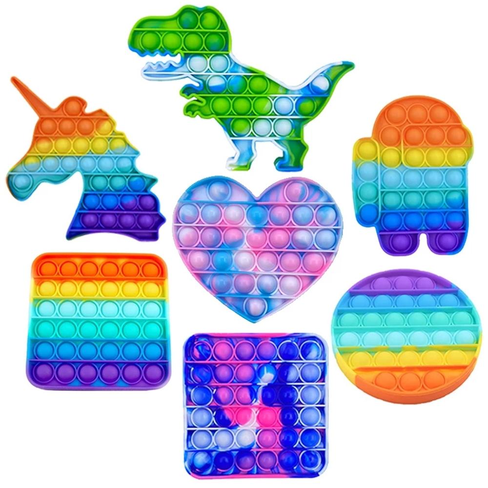 New 2021 Rainbow Push Bubble Fidget Sensory Toy Stress Reliever Stress Relief Toys Anxiety Relief Toys For Kids Birthday Party Gifts