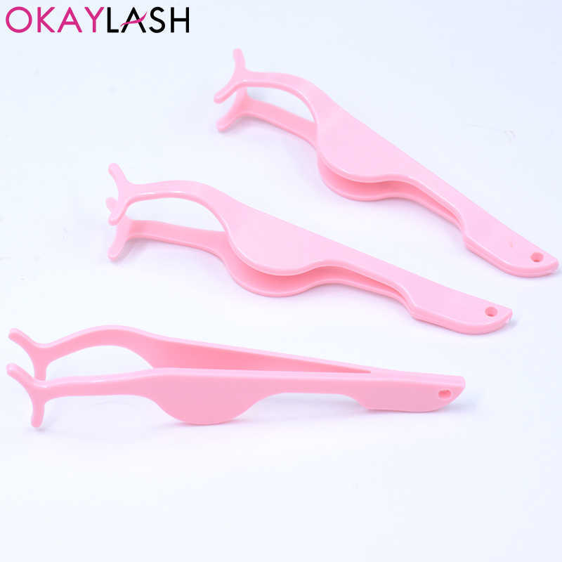 OKAYLASH 50Pcs Wholesale Custom Plastic Eyelash Tweezers OEM Private Label Bulk Cilia Lash Pincers Applicators 210915