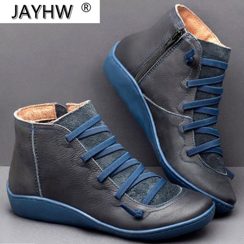 Women's Casual Flat Leather Retro Lace-up Boots Side Zipper Round Toe Shoe Ankle Zapatos Mujer Wram Botas, Black 
Women's Casual Flat Leather Retro Lace-up Boots Side Zipper Round Toe Shoe Ankle Zapatos Mujer Wram Botas, Black