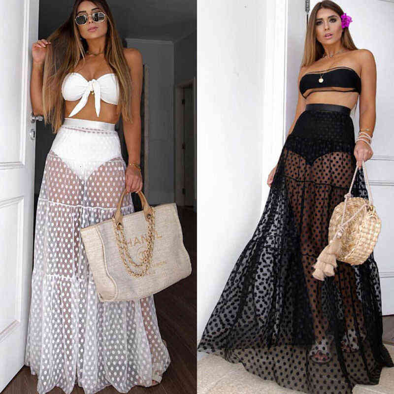 Women Sexy See Through Cover Up Swimwear Sheer Mesh Dot Skirt Beach Maxi Wrap Long Skirt Summer Bathing Suit Cover-ups, White;black
Women Sexy See Through Cover Up Swimwear Sheer Mesh Dot Skirt Beach Maxi Wrap Long Skirt Summer Bathing Suit Cover-ups, White;black