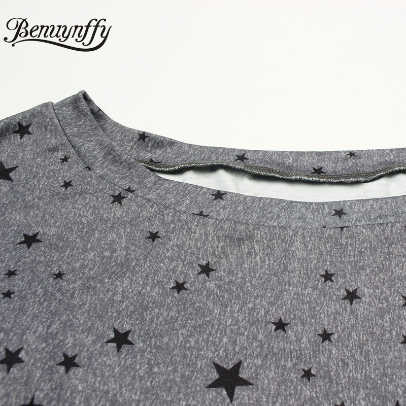 Star Print Casual Women Two Piece Set Spring Autumn Long Sleeve T-shirt and Drawstring Waist Pants 2 PJ Sets 210510