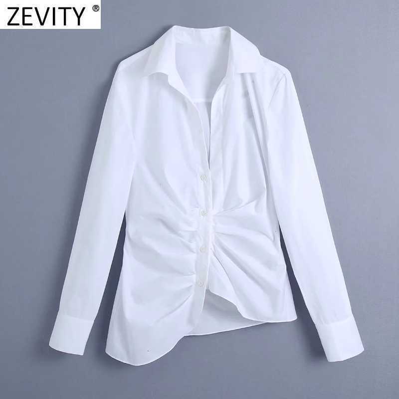 Zevity Women Fashion Breasted Pleated White Poplin Shirts Office Lady Hem Irregular Slim Blouse Roupas Chic Chemise Tops LS9112 210603, As pic ls9112bb
Zevity Women Fashion Breasted Pleated White Poplin Shirts Office Lady Hem Irregular Slim Blouse Roupas Chic Chemise Tops LS9112 210603, As pic ls9112bb