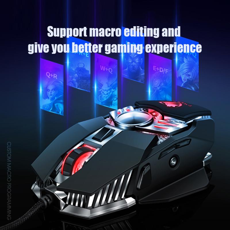 Mice T-WOLF Wired Gaming Mouse V10 Ergonomic Programmable With 7 Buttons 4 Backlight Modes Up To 6400 DPI Keyboard For PC Gamers