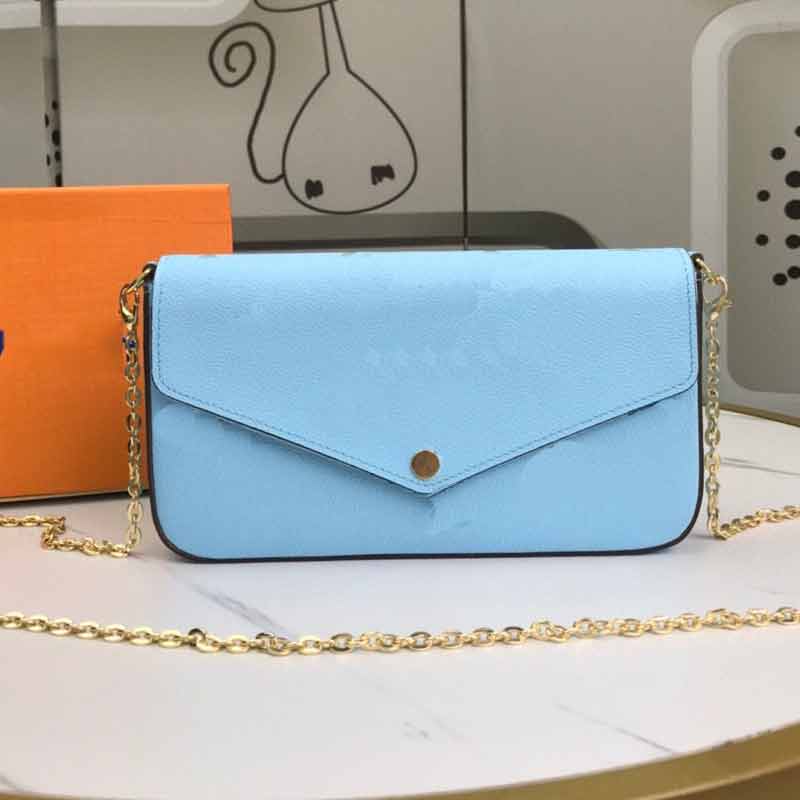 High Quality Women Shoulder Bag Chain Wallet Fashion Designers Crossbody Bags Flower Pattern Handbag Three Piece Set Purse With Box, Blue
High Quality Women Shoulder Bag Chain Wallet Fashion Designers Crossbody Bags Flower Pattern Handbag Three Piece Set Purse With Box, Blue