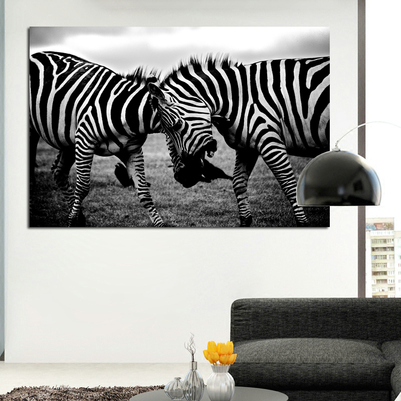 Black and White Canvas Art Two Zebra Animal Pictures Poster Print Wall Art Painting Home Decoration For Living Room