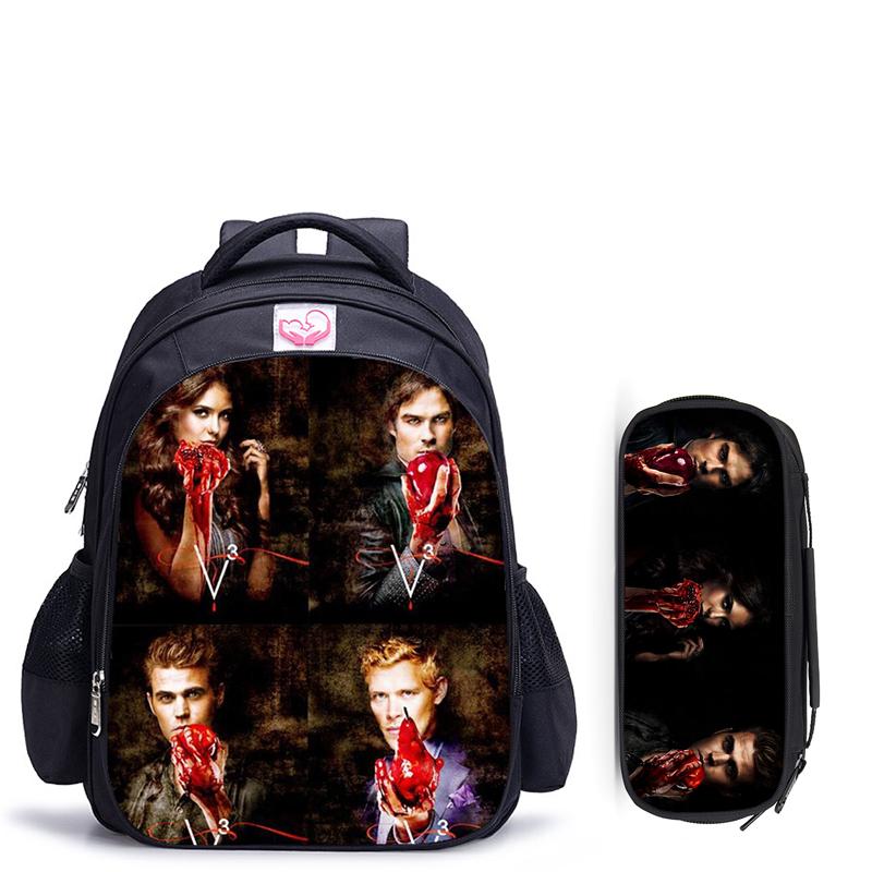 Backpack 16 Inch Vampire Diaries Children School Bags Orthopedic Kids Boys Girls Mochila Infantil Cartoon
