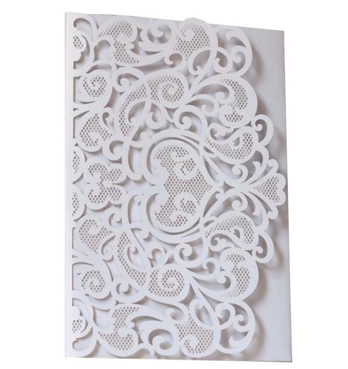 2021 Modern Gold Laser Cut Pocket Wedding Invitation Suite, Customizable Invites With Envelope, Free Shipped by UPS