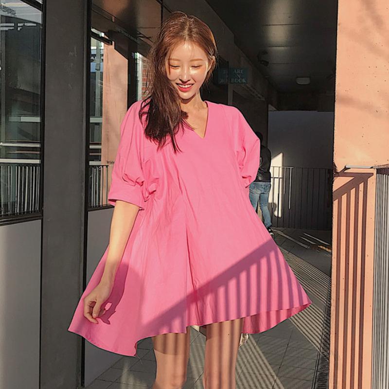Casual Dresses Korean Chic Sweet Candy Color Loose V Neck Puff Sleeve Pink Dress Irregular Mini Short Vestido Mujer Solid Yellow Doll, Black;gray
Casual Dresses Korean Chic Sweet Candy Color Loose V Neck Puff Sleeve Pink Dress Irregular Mini Short Vestido Mujer Solid Yellow Doll, Black;gray