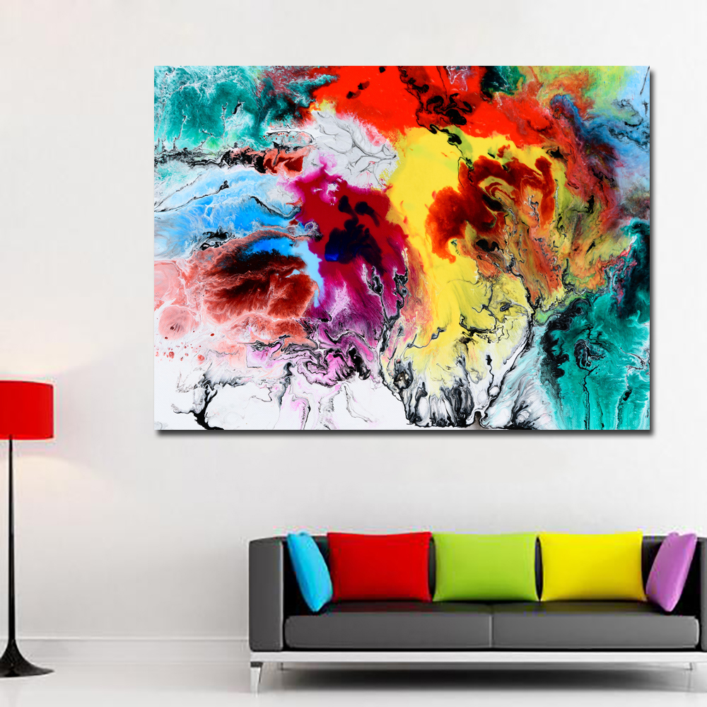 Abstract Art Painting Watercolor Wall Pictures For Living Room Home Decor Colorful Art Canvas Print Decor No Frame