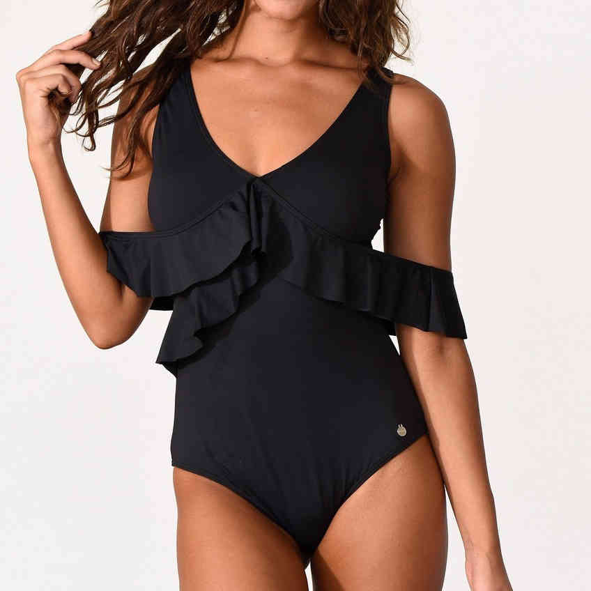 Sexy Retro Stripe/Solid V Neck Ruffled Swimsuit Lady Monokini Multi-Way Wear Swimwear Women Bath Suit Trikini 210520