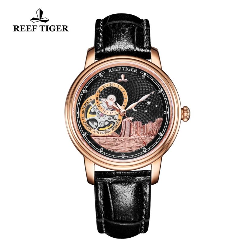 

Wristwatches Reef Tiger/RT Ladies Designer Watch Men Sapphire Crystal Leather Strap Classic Automatic Clock Reloj RGA1739, Rga1739-yll