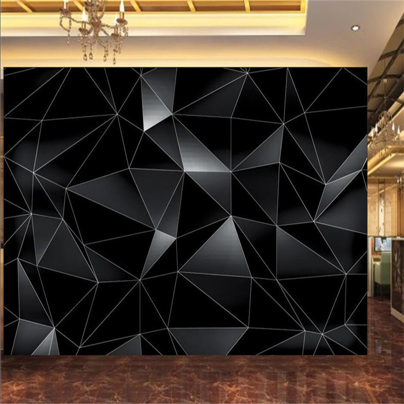 Custom Modern Abstract 3D Black Geometric Photo Wall Paper Room 3d Wallpapers