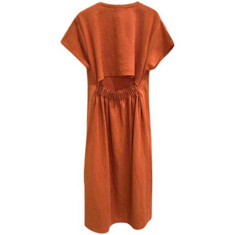VANOVICH Korean Style Women's Dress Summer Solid Color Cotton Ladies Hollow Temperament Women Clothing 210615