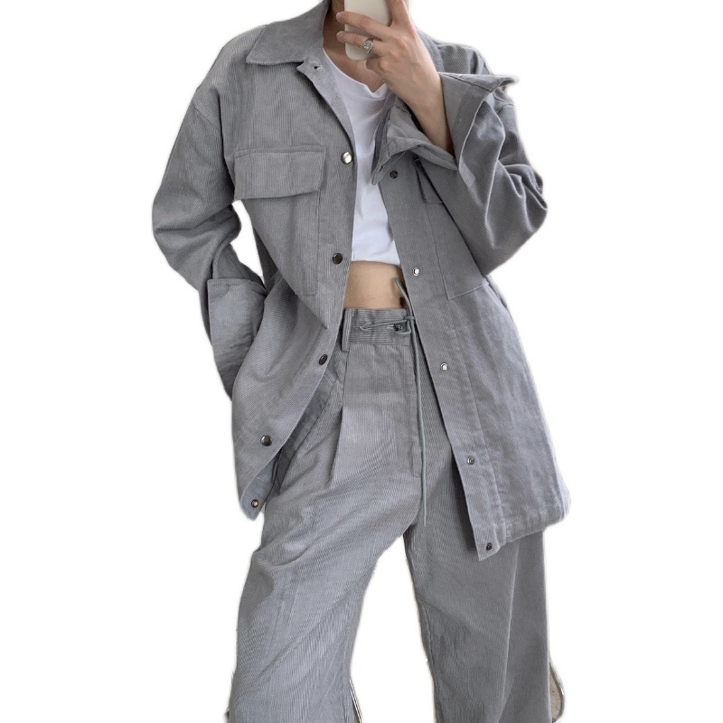 DEAT Loose Jacket New Stand Collar Long Sleeve Women Gray Patchwork Pockets Single Breasted Coat Fashion Tide Summer 7E0493 210428